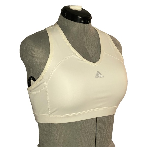 ADIDAS Performance ClimaCool White Sports Bra Athletic Running Yoga Dance XL NWT - Picture 2 of 16